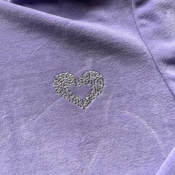Vintage Y2K Rhinestone Lavender Velour Track Jacket - Picture 4 of 6